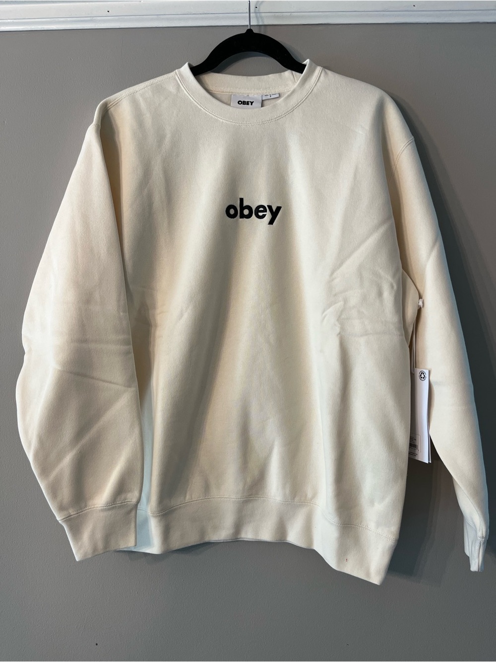 Obey Off-White Logo Crewneck Sweatshirt